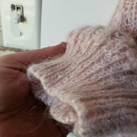 Vtg 80s Pink Ninon Fuzzy Knit Oversized Cardigan Sweater Size L - Picture 4 of 5